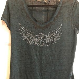 Green Rock & Republic burnout tshirt NWT